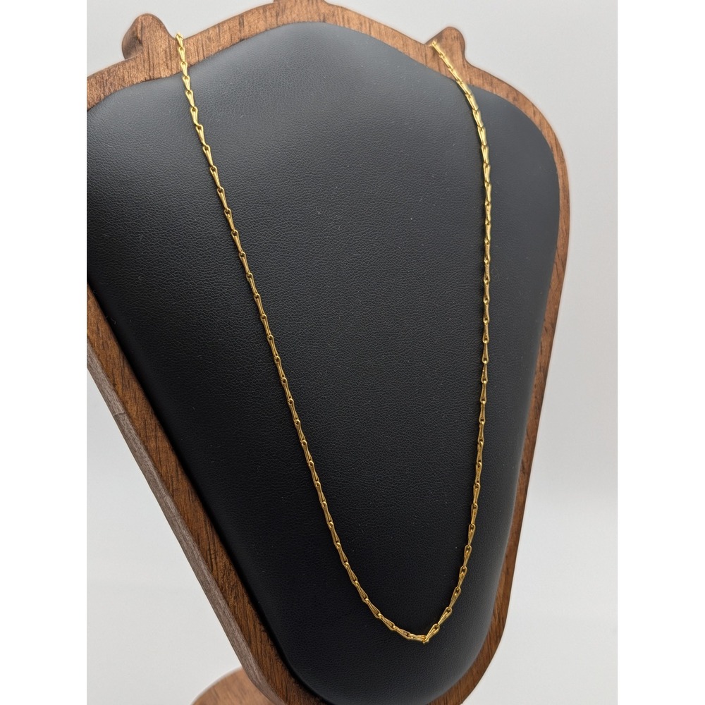 Unsigned Gold Tone Bar Link Chain Necklace 24 Inch